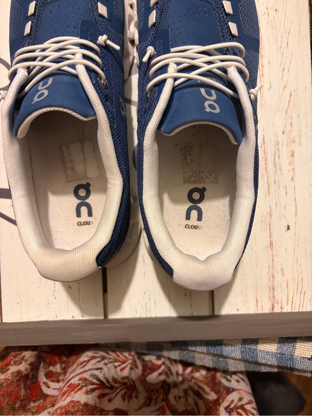Women’s OnCloud Running Blue and White Athletic Sneakers - Picture 2 of 10